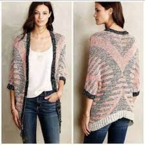 Anthropologie Moth Carrefour Jacquard Oversized  Knit Button Cardigan Size S